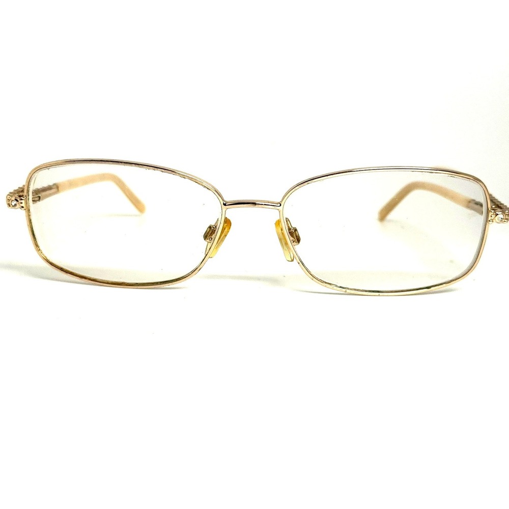 Sophia Loren Beau Rivage 55 Gold Rhinestone Rectangular Eyeglass Frames 0114
